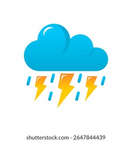 Projeto de vetor de ícone de estação chuvosa de tempestade de chuva com nuvens azuis