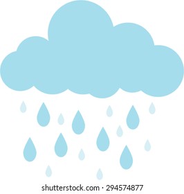 Blue cloud raining water drops vector