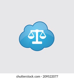 Blue cloud scales icon, isolated on gray background 