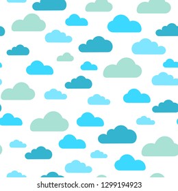 Blue cloud seamless pattern vector design baby art. Baby shower clouds , sky seamless pattern texture- Vector