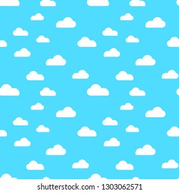 Blue cloud seamless pattern vector design baby art. Baby shower clouds , sky seamless pattern texture- Vector