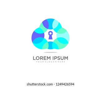 Blue Cloud security Tech Logo Vector