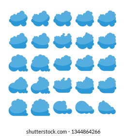 blue cloud shape icons collection vector