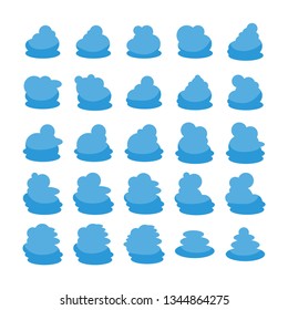 blue cloud shape icons collection vector