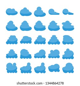 blue cloud shape icons collection vector