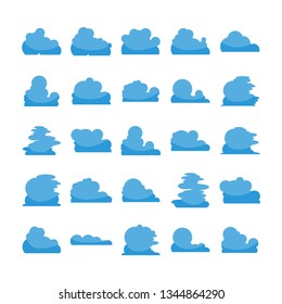 blue cloud shape icons collection vector