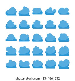 blue cloud shape icons collection vector