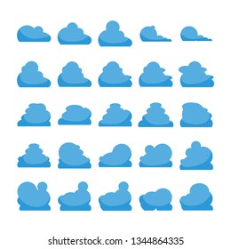 blue cloud shape icons collection vector