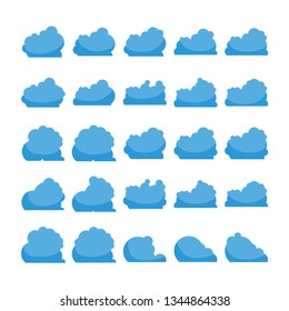blue cloud shape icons collection vector