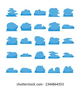 blue cloud shape icons collection vector
