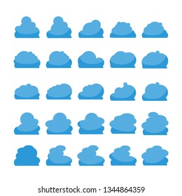 blue cloud shape icons collection vector