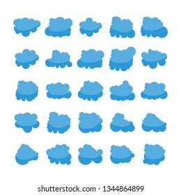 blue cloud shape icons collection vector