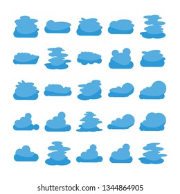 blue cloud shape icons collection vector
