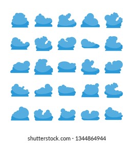 blue cloud shape icons collection vector