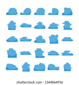 blue cloud shape icons collection vector