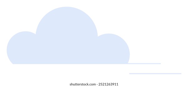 Blue cloud shape on white background with horizontal lines suggesting motion or wind. Ideal for weather apps, forecasts, clean designs, nature themes, technology graphics. Simple, clean, vector.