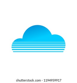 Blue Cloud Shape Striped Lines Symbol Design