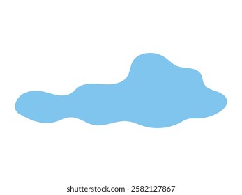 Blue Cloud Silhouette Isolated on Isolated White Background. Concept of Sky Elements, Minimalist Weather Art, Nature Shapes, Simple Cloud Design. Graphic Illustration for Prints, Icons, Design Element