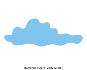 Blue Cloud Silhouette Isolated on White Background. Concept of Weather, Minimalist Art, Nature, Sky Element, Graphic Illustration for Design, Print, Icon.