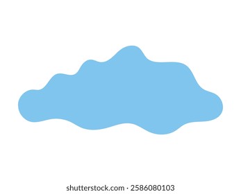 Blue Cloud Silhouette on Isolated White Background. Concept of Weather, Sky Art, Cute Cloud Shape, Minimalist Design, Graphic Illustration. Print, Icon, Design Element