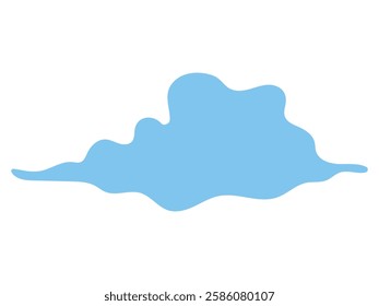 Blue Cloud Silhouette on Isolated White Background. Concept of Weather Symbols, Sky Elements, Minimalist Nature Art, Simple Cloud Design, Graphic Illustration for Weather Icons