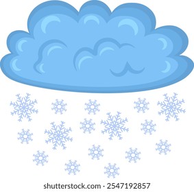 Blue cloud with snow falling without background vector