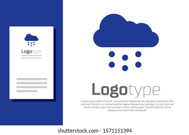 Blue Cloud with snow icon isolated on white background. Cloud with snowflakes. Single weather icon. Snowing sign. Logo design template element. Vector Illustration
