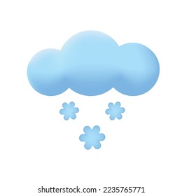 Nubes azules y copos de nieve. Icono de elemento de previsión del tiempo de nieve. Ilustración vectorial aislada en fondo blanco.