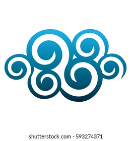 blue cloud spirals and swirls shape vector illustration