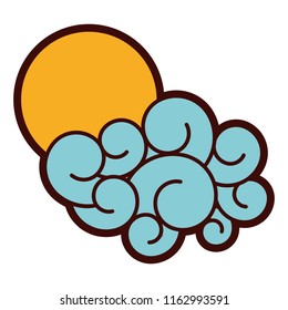 blue cloud and sun climate cartoon image