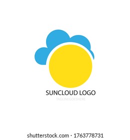 blue cloud and sun illustration logo vector