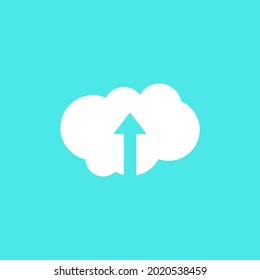 Blue cloud symbol with upward direction sign