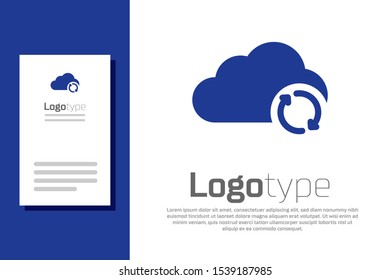 Blue Cloud sync refresh icon isolated on white background. Cloud and arrows. Logo design template element. Vector Illustration