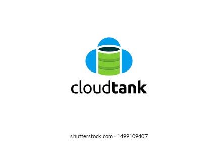 Blue cloud tank logo design template