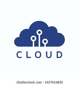 Blue Cloud Tech Logo Vector