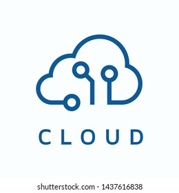 Blue Cloud Tech Logo Vector