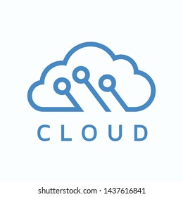 Blue Cloud Tech Logo Vector