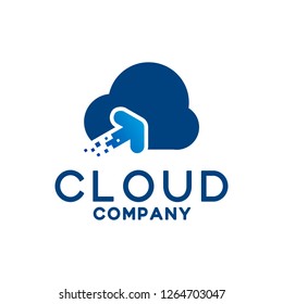 Blue Cloud Technology Pixel Arrow Company Logo Template