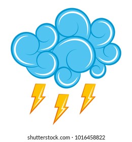 blue cloud thunderbolt storm cartoon image