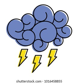 blue cloud thunderbolt storm cartoon image