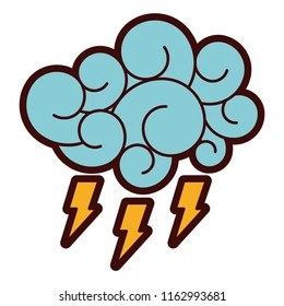 blue cloud thunderbolt storm cartoon image