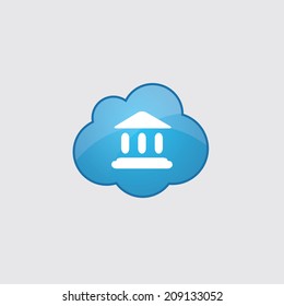 Blue cloud tribunal icon, isolated on gray background 