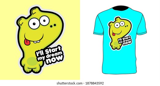 blue cloud t-shirt design combined with the word I will start my dream now