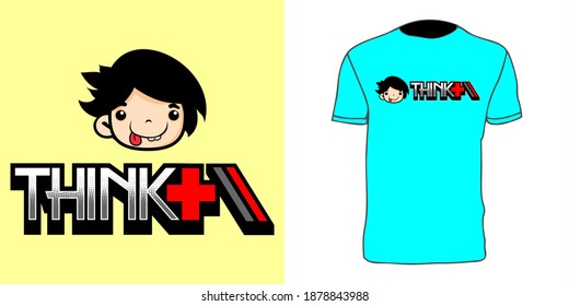 blue cloud t-shirt design combined with the word positive thinking