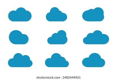 Iconos de vector de nube azul con colección de sombras
