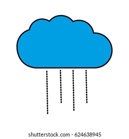 blue cloud weather line icon isolated