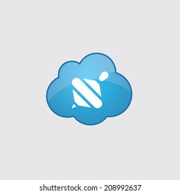 Blue cloud whirligig icon, isolated on gray background 