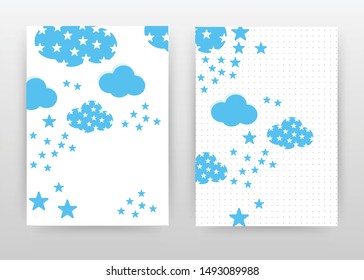 Blue clouds concept design for annual report, brochure, flyer, poster. Blue clouds on white background vector illustration for flyer, leaflet, poster. Business abstract A4 brochure template.