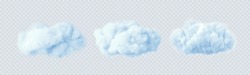 Blue Clouds Isolated On A Transparent Background. 3D Realistic Set Of Clouds. Real Transparent Effect. Vector Illustration EPS10