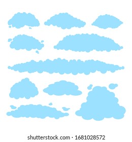 Blue clouds isolated set collection. Vector flat graphic design isolated illustration